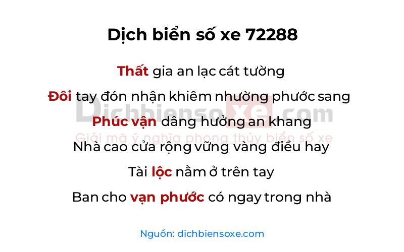 Dịch thơ biển số 72288