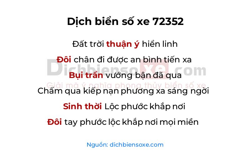 Dịch thơ biển số 72352