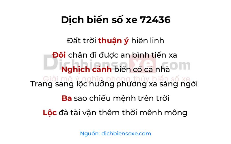 Dịch thơ biển số 72436