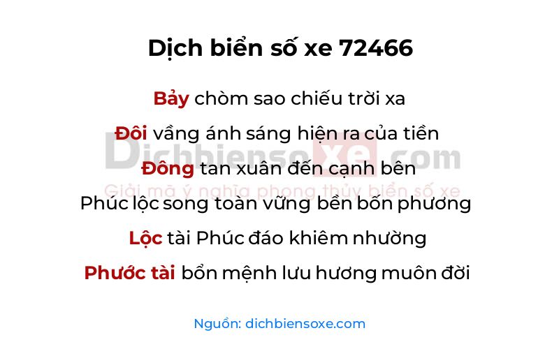 Dịch thơ biển số 72466