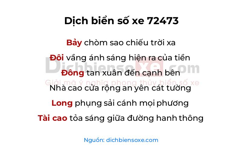 Dịch thơ biển số 72473