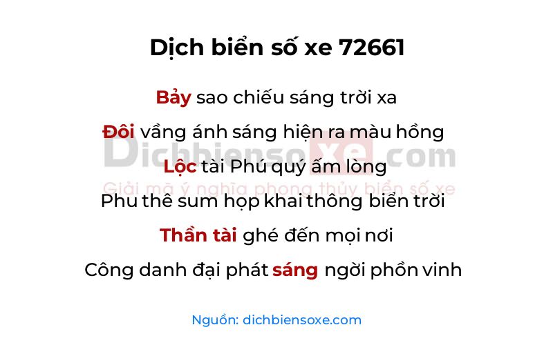 Dịch thơ biển số 72661