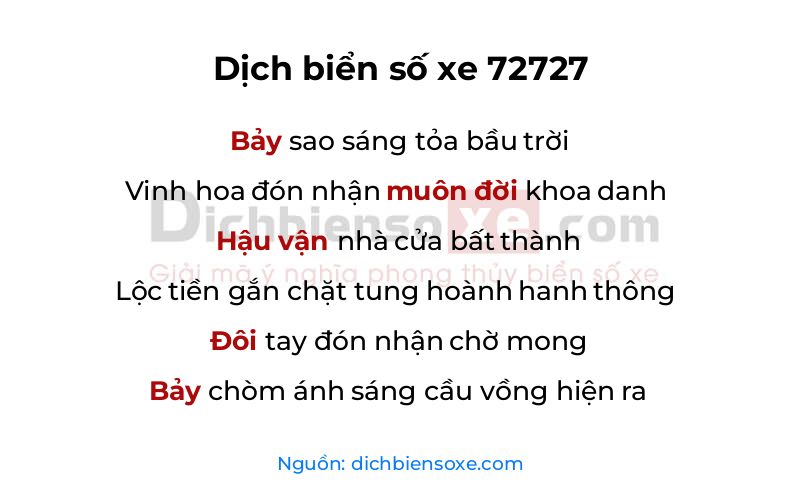 Dịch thơ biển số 72727