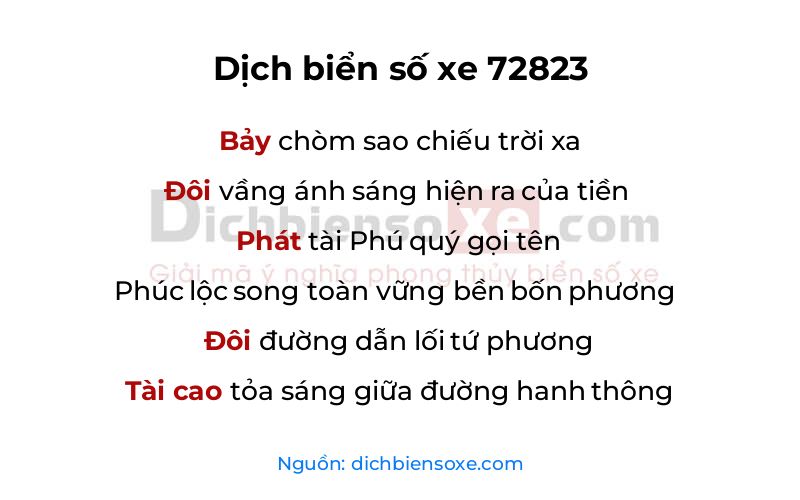 Dịch thơ biển số 72823