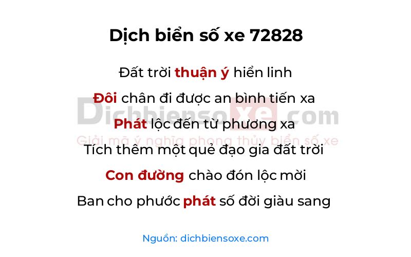 Dịch thơ biển số 72828