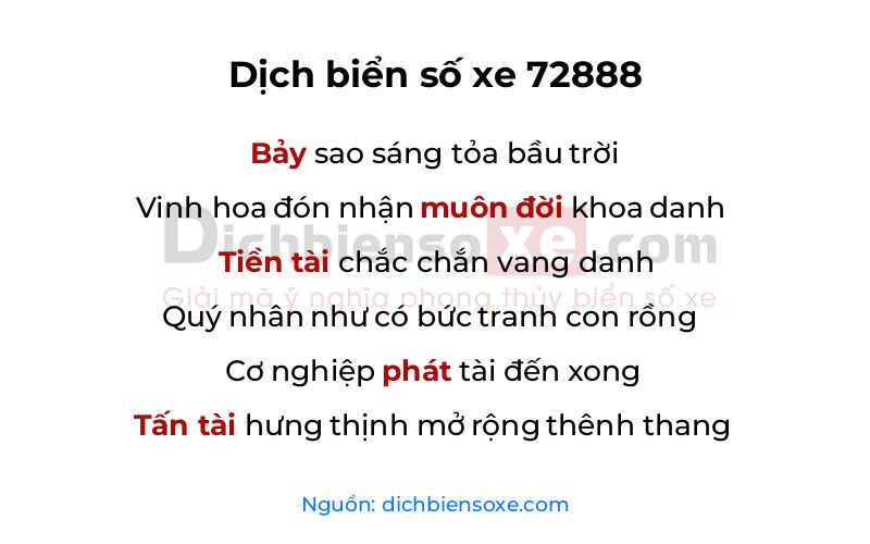 Dịch thơ biển số 72888