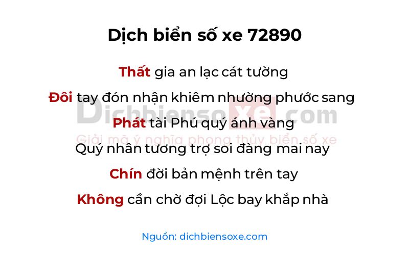 Dịch thơ biển số 72890