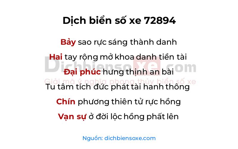 Dịch thơ biển số 72894