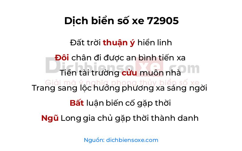 Dịch thơ biển số 72905