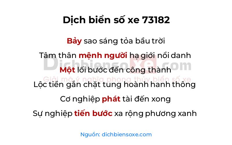 Dịch thơ biển số 73182