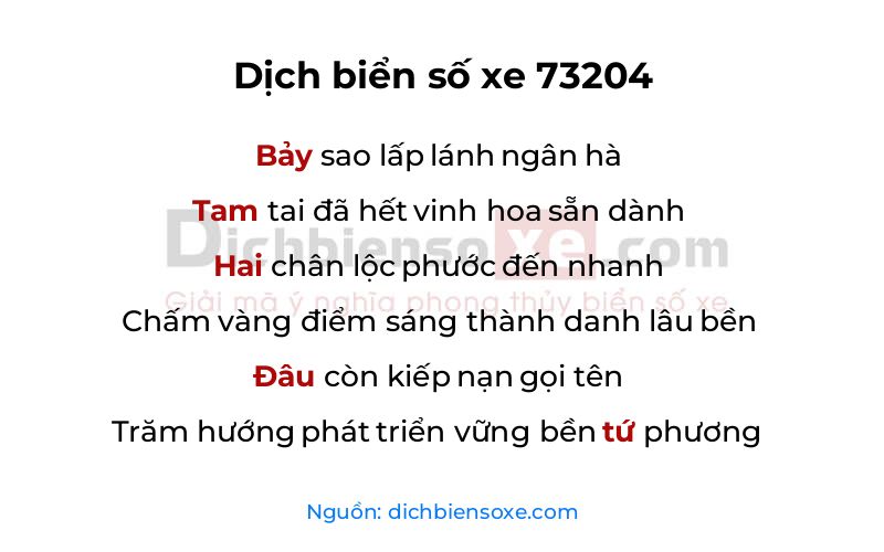 Dịch thơ biển số 73204