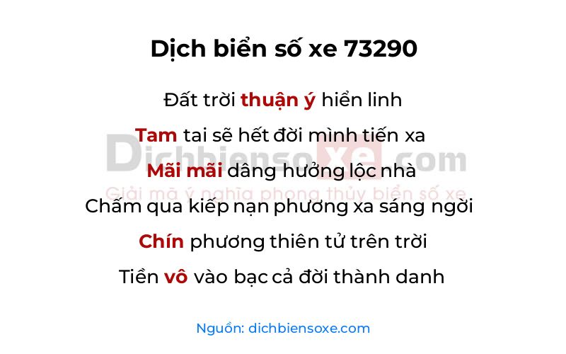 Dịch thơ biển số 73290