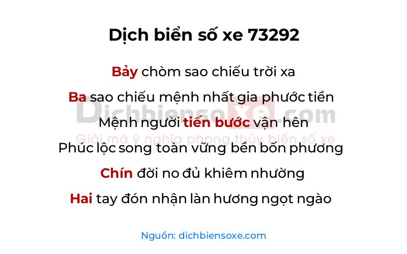 Dịch thơ biển số 73292