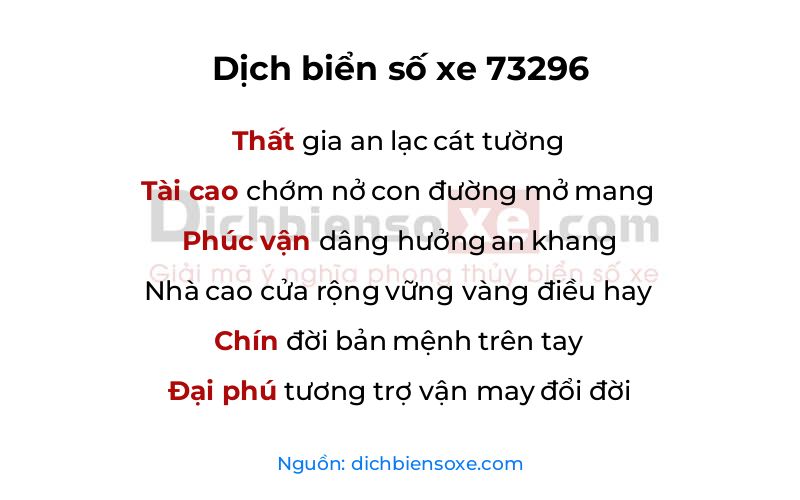 Dịch thơ biển số 73296