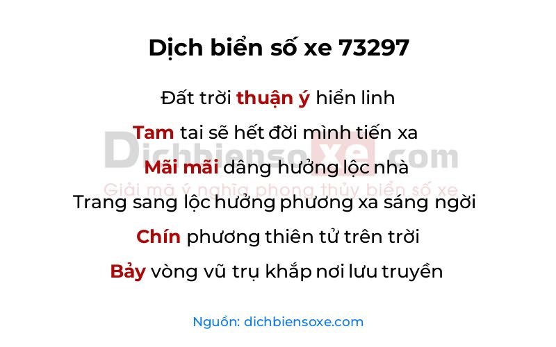 Dịch thơ biển số 73297