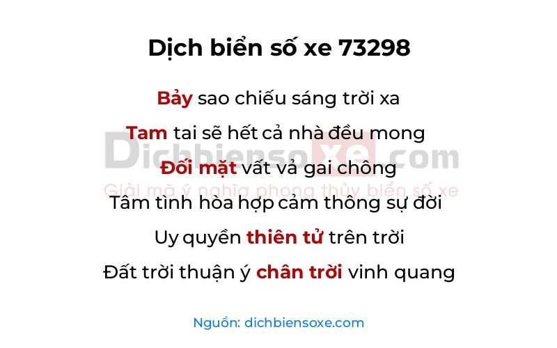 Dịch thơ biển số 73298