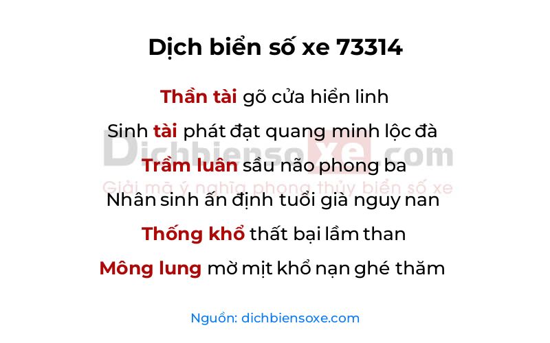 Dịch thơ biển số 73314