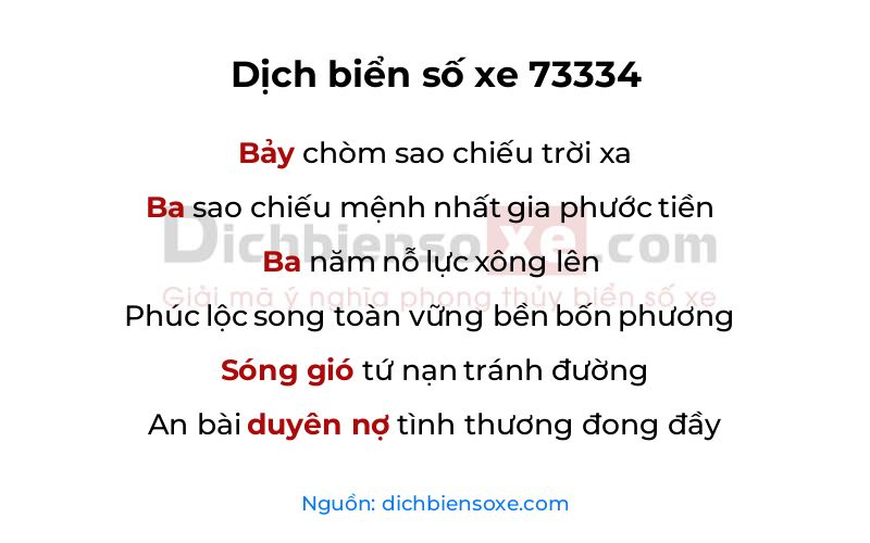 Dịch thơ biển số 73334