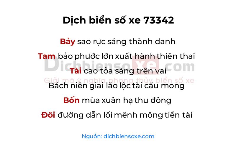 Dịch thơ biển số 73342