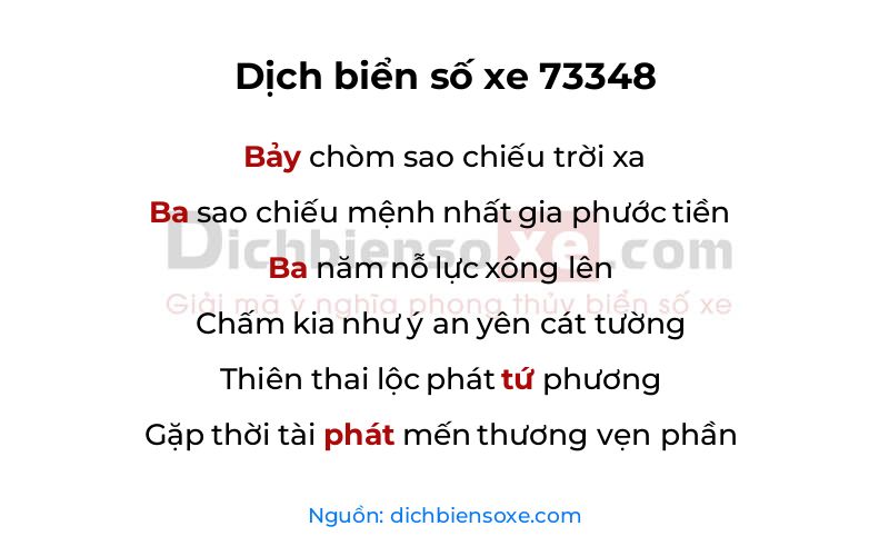 Dịch thơ biển số 73348
