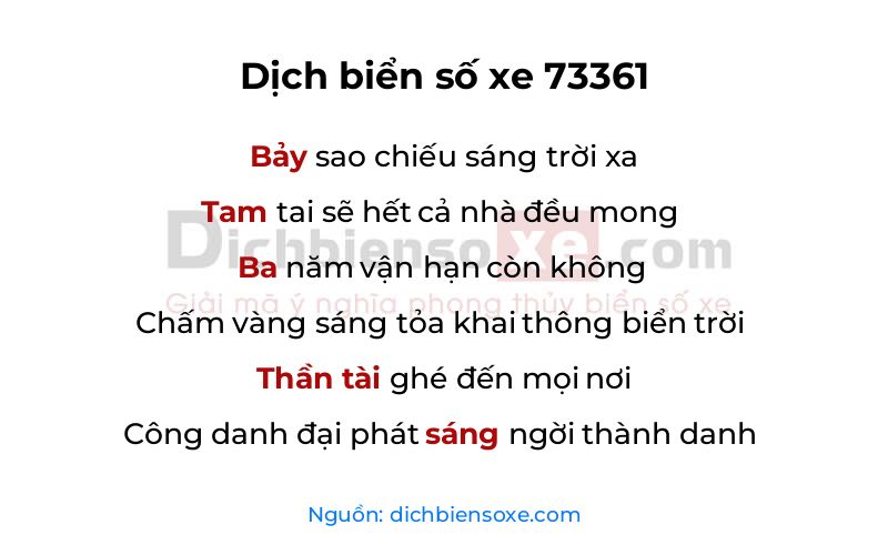 Dịch thơ biển số 73361