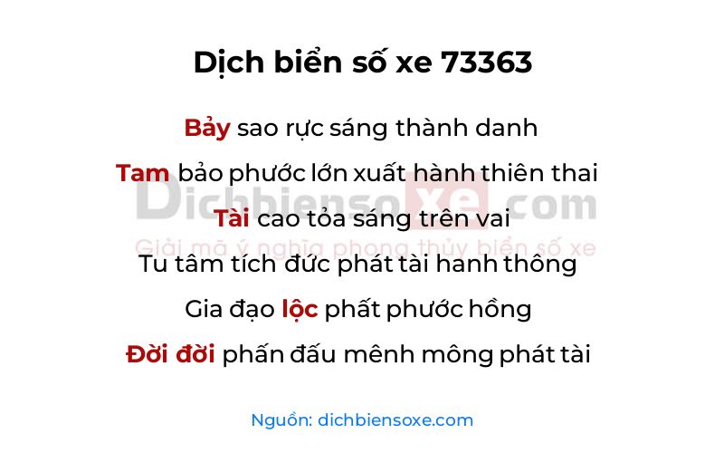 Dịch thơ biển số 73363