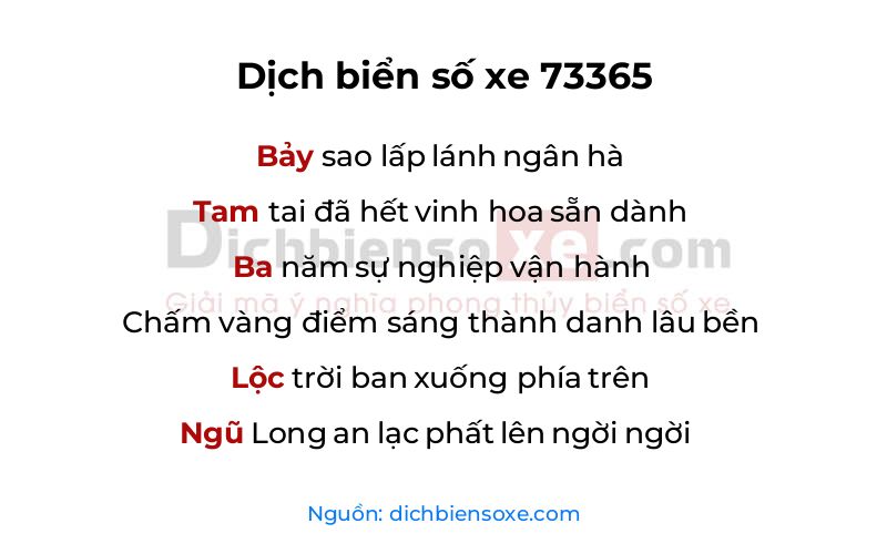 Dịch thơ biển số 73365