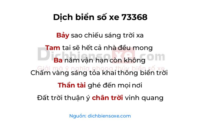 Dịch thơ biển số 73368