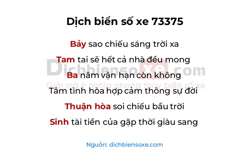 Dịch thơ biển số 73375