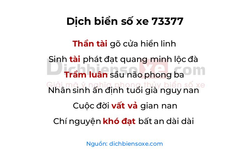 Dịch thơ biển số 73377