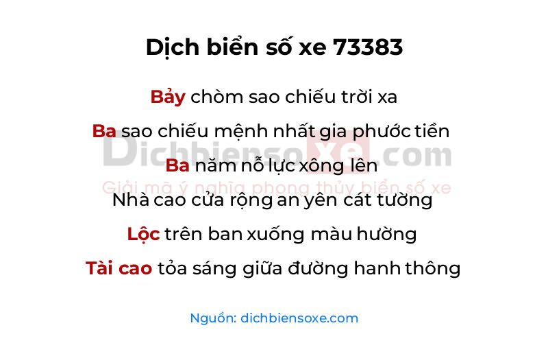 Dịch thơ biển số 73383