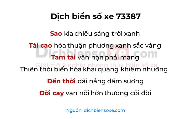 Dịch thơ biển số 73387