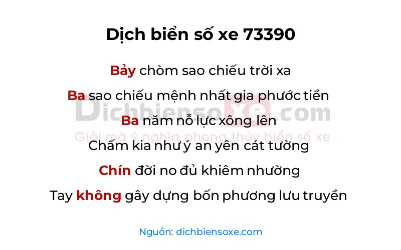 Dịch thơ biển số 73390