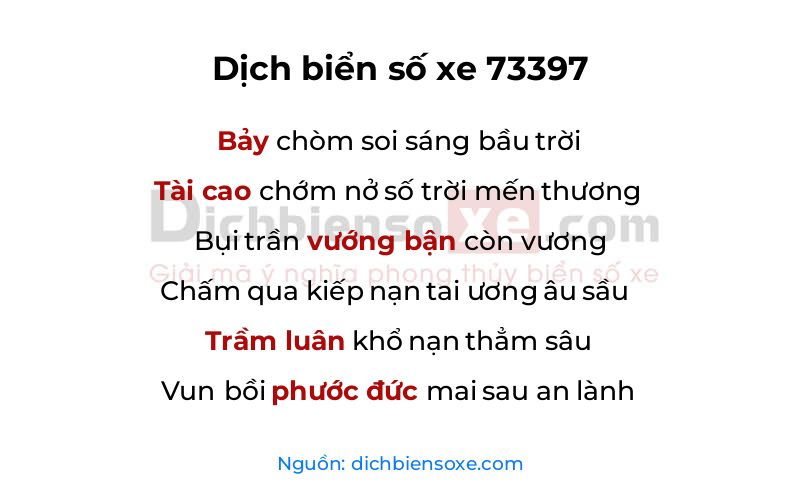 Dịch thơ biển số 73397