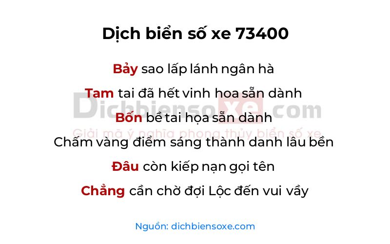 Dịch thơ biển số 73400