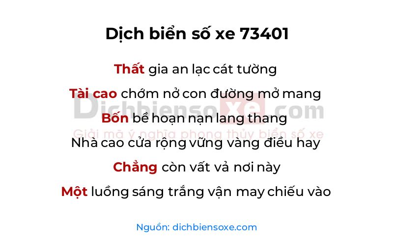 Dịch thơ biển số 73401