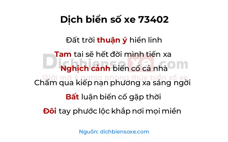 Dịch thơ biển số 73402