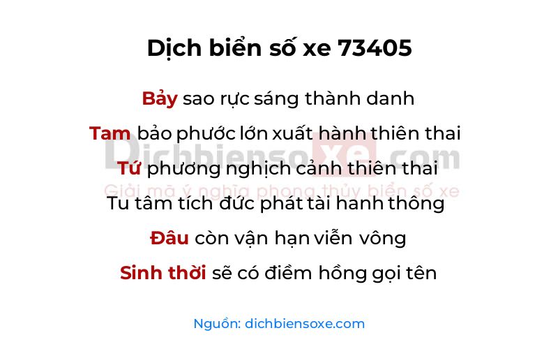 Dịch thơ biển số 73405