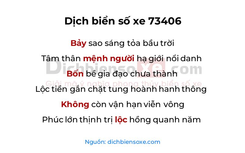Dịch thơ biển số 73406