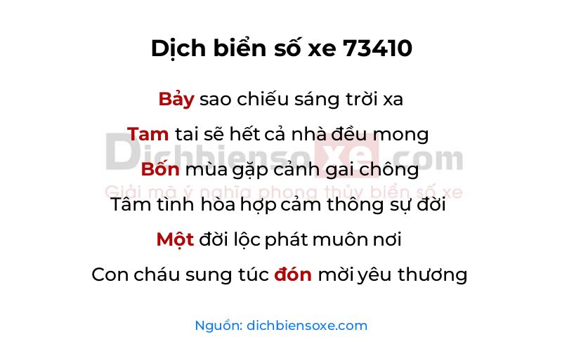 Dịch thơ biển số 73410