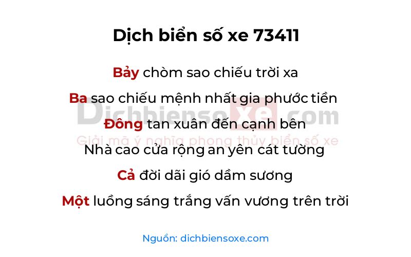 Dịch thơ biển số 73411