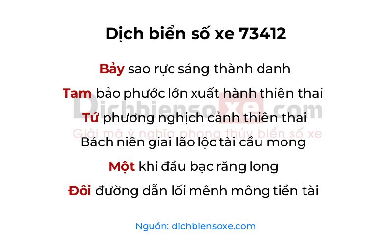 Dịch thơ biển số 73412