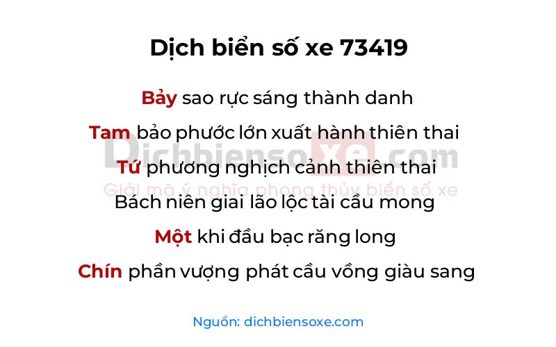 Dịch thơ biển số 73419