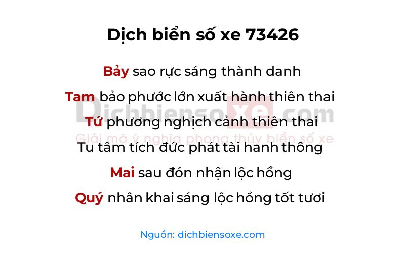 Dịch thơ biển số 73426