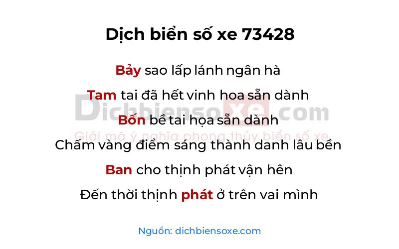 Dịch thơ biển số 73428