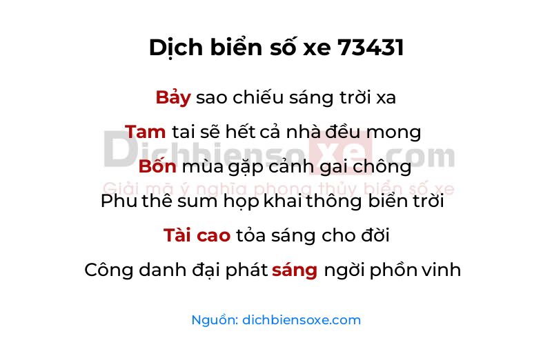 Dịch thơ biển số 73431