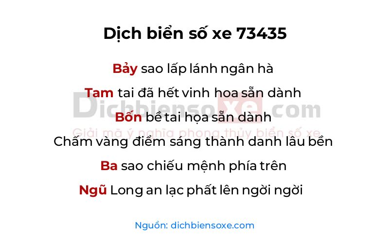 Dịch thơ biển số 73435