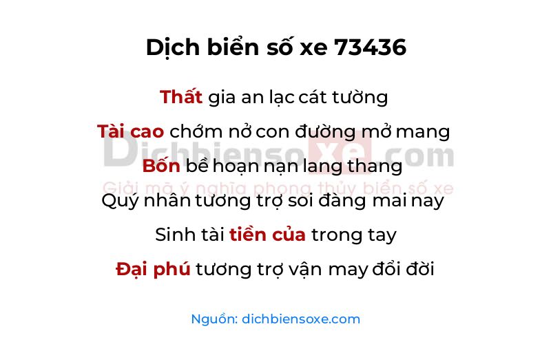 Dịch thơ biển số 73436