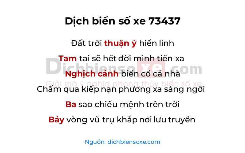 Dịch thơ biển số 73437