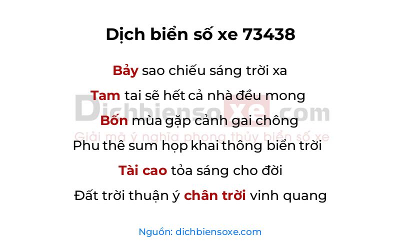 Dịch thơ biển số 73438